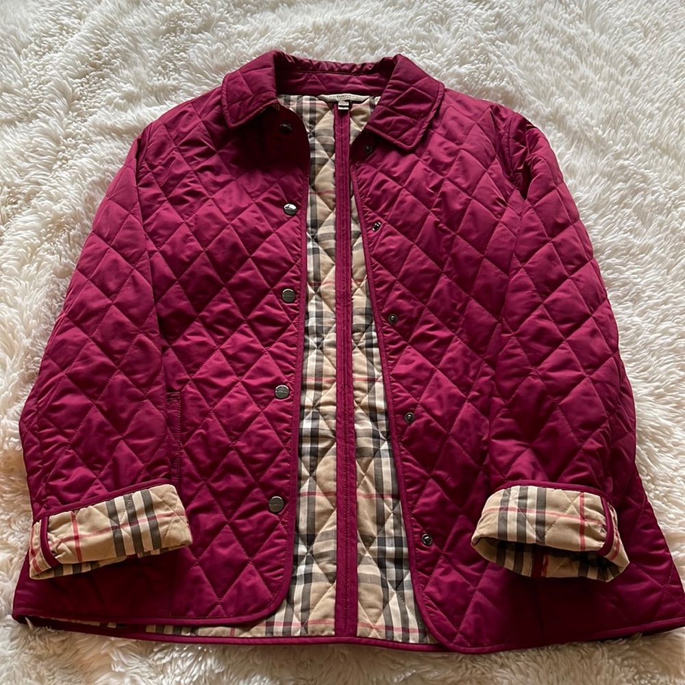 Burberry Magenta Quilted Coat Size Small